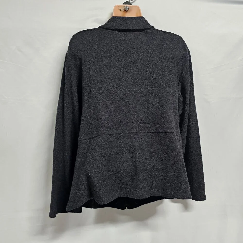 Eileen Fisher Full Zip 100 Wool Jacket Women Size 1X Dark Gray Pockets